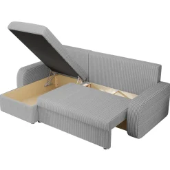 Garnero Arredamenti Divani Angolari|Divani Letto-Divano angolare letto 238x147cm 3 posti velluto a coste grigio Flow Velluto Poso Grigio