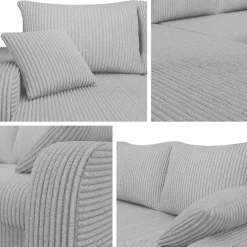 Garnero Arredamenti Divani Angolari|Divani Letto-Divano angolare letto 238x147cm 3 posti velluto a coste grigio Flow Velluto Poso Grigio