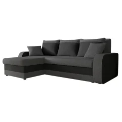 Garnero Arredamenti Divani Angolari|Divani Letto-Divano angolare letto 238x147cm 3 posti grigio scuro nero Flow Tessuto 100% polipropilene Grigio