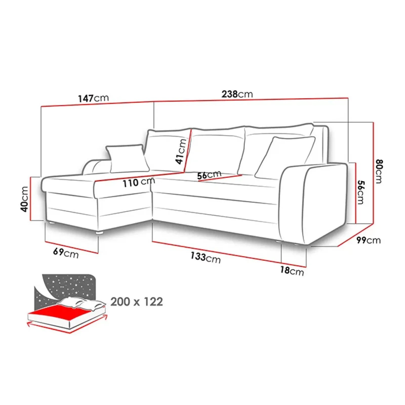 Garnero Arredamenti Divani Angolari|Divani Letto-Divano angolare letto 238x147cm 3 posti velluto a coste beige Flow Velluto Poso Beige