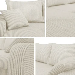 Garnero Arredamenti Divani Angolari|Divani Letto-Divano angolare letto 238x147cm 3 posti velluto a coste beige Flow Velluto Poso Beige