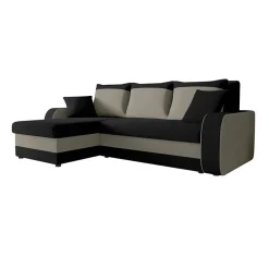 Garnero Arredamenti Divani Angolari|Divani Letto-Divano angolare letto 238x147cm 3 posti grigio nero Flow Microfibra Nero Grigio