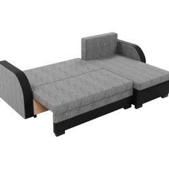 Garnero Arredamenti Divani Angolari|Divani Letto-Divano angolare letto 230x140cm 3 posti grigio chiaro nero Metz