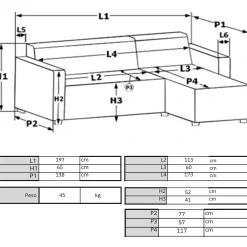 Garnero Arredamenti Divani Angolari-Divano angolare reversibile 3 posti 197cm bianco antracite Sullivan