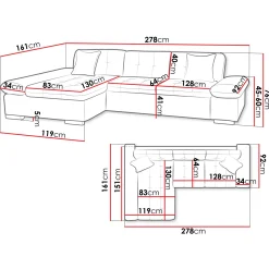 Garnero Arredamenti Divani Angolari|Divani Letto-Divano con angolo a destra 4 posti 278x161cm grigio Artemio
