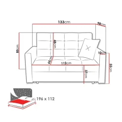 Garnero Arredamenti Divani Letto|Divani Letto-Divano letto 2 posti 133cm imbottito in tessuto antracite Isidore Tessuto Trama Fine Tatum Grigio Scuro