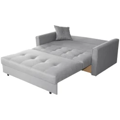 Garnero Arredamenti Divani Lineari|Divani Letto-Divano letto 2 posti 133cm imbottito in tessuto grigio Isidore Tessuto Trama Fine Tatum Grigio Chiaro