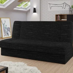 Garnero Arredamenti Divani Lineari|Divani Letto-Divano letto 2 posti 192cm matrimoniale senza braccioli grigio nero Joby Tessuto Lawa Grigio Scuro
