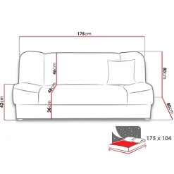 Garnero Arredamenti Divani Lineari|Divani Letto-Divano letto 2 posti 182cm pieghevole senza braccioli grigio scuro Rollo Tessuto Morbido Zetta Grigio