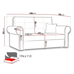Garnero Arredamenti Divani Letto|Divani Letto-Divano letto 2 posti imbottito in tessuto matrimoniale 148cm beige Jamar