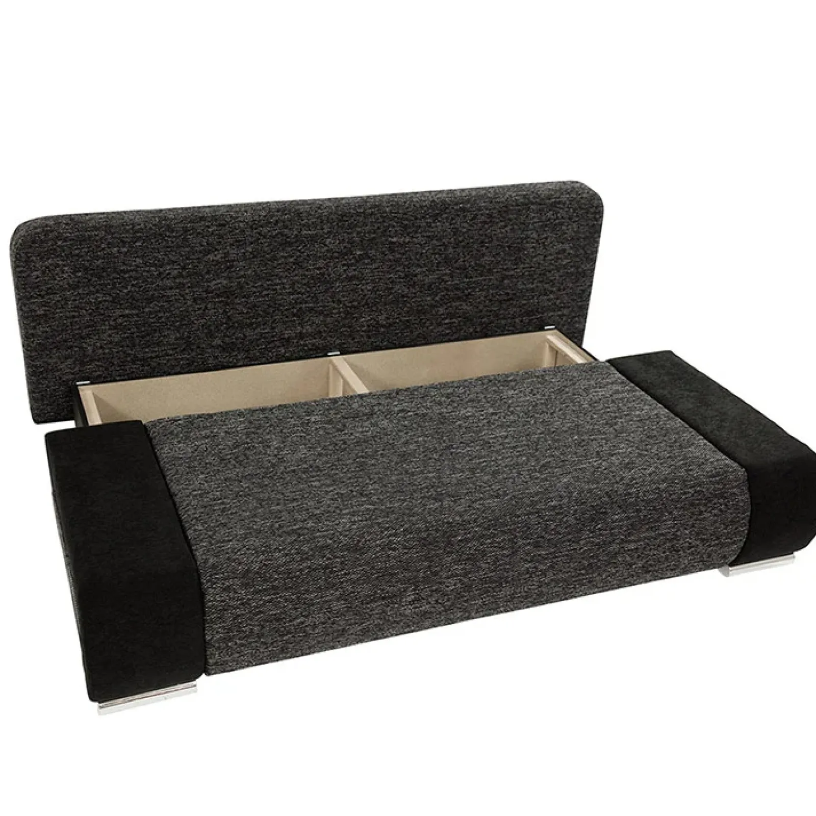 Garnero Arredamenti Divani Lineari|Divani Letto-Divano letto 3 posti imbottito 200cm nero grigio scuro Barney