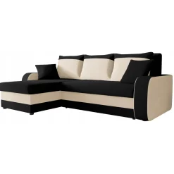 Garnero Arredamenti Divani Angolari|Divani Letto-Divano letto 3 posti moderno 238cm nero écru Flow Microfibra Nero Beige