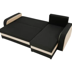 Garnero Arredamenti Divani Angolari|Divani Letto-Divano letto 3 posti moderno 238cm nero écru Flow Microfibra Nero Beige