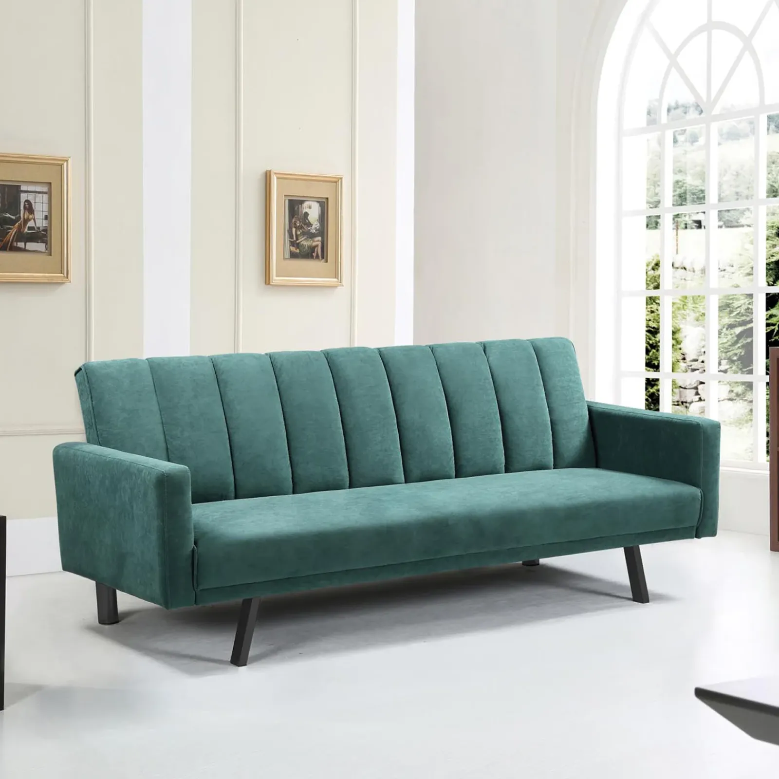 Garnero Arredamenti Divani Letto|Divani Letto-Divano letto 3 posti 192x82 cm velluto scuro Nespolo Verde