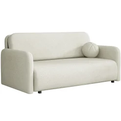 Garnero Arredamenti Divani Lineari|Divani Letto-Divano letto 3 posti 170x103 cm con contenitore e cuscino Reposa Tessuto Bouclé Beige Chiaro