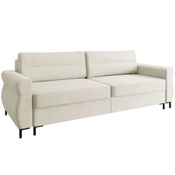 Garnero Arredamenti Divani Lineari|Divani Letto-Divano letto 3 posti 238x95 cm con box contenitore imbottito beige chiaro nero Velissa