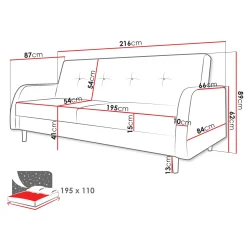 Garnero Arredamenti Divani Letto|Divani Letto-Divano letto 2 posti 216x87cm con box contenitore grigio Nebbia