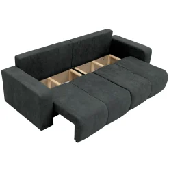 Garnero Arredamenti Divani Lineari|Divani Letto-Divano letto 3 posti 248x90cm con contenitore in Floty Tessuto Velo Nero