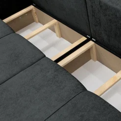 Garnero Arredamenti Divani Lineari|Divani Letto-Divano letto 3 posti 248x90cm con contenitore in Floty Tessuto Velo Nero