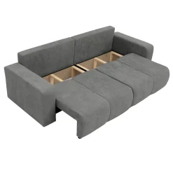 Garnero Arredamenti Divani Lineari|Divani Letto-Divano letto 3 posti 248x90cm con contenitore in Floty Tessuto Velo Grigio Scuro