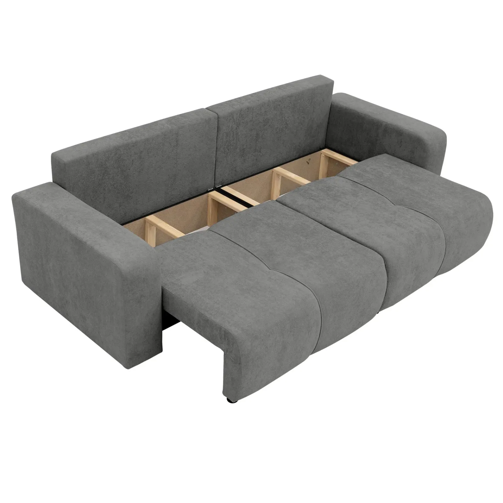 Garnero Arredamenti Divani Lineari|Divani Letto-Divano letto 3 posti 248x90cm con contenitore in Floty Tessuto Velo Grigio Scuro