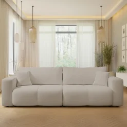 Garnero Arredamenti Divani Lineari|Divani Letto-Divano letto 3 posti 248x90cm con contenitore in Floty Tessuto Velo Beige