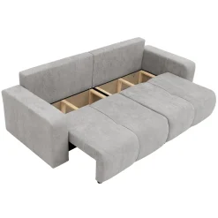 Garnero Arredamenti Divani Lineari|Divani Letto-Divano letto 3 posti 248x90cm con contenitore in Floty Tessuto Velo Grigio Chiaro