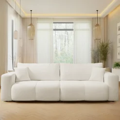 Garnero Arredamenti Divani Lineari|Divani Letto-Divano letto 3 posti 248x90cm con contenitore in Floty Tessuto Velo Bianco