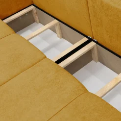 Garnero Arredamenti Divani Lineari|Divani Letto-Divano letto 3 posti 248x90cm con contenitore in tessuto velo giallo senape Floty Tessuto Velo Senape