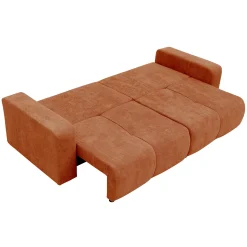 Garnero Arredamenti Divani Lineari|Divani Letto-Divano letto 3 posti 248x90cm con contenitore in Floty Tessuto Velo Rosso Mattone