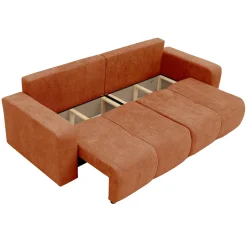 Garnero Arredamenti Divani Lineari|Divani Letto-Divano letto 3 posti 248x90cm con contenitore in Floty Tessuto Velo Rosso Mattone