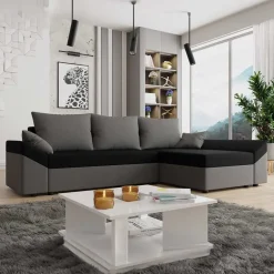 Garnero Arredamenti Divani Angolari|Divani Letto-Divano letto 3 posti 240x145cm matrimoniale angolare grigio nero Appia Tessuto Vellutato Alova Grigio Nero