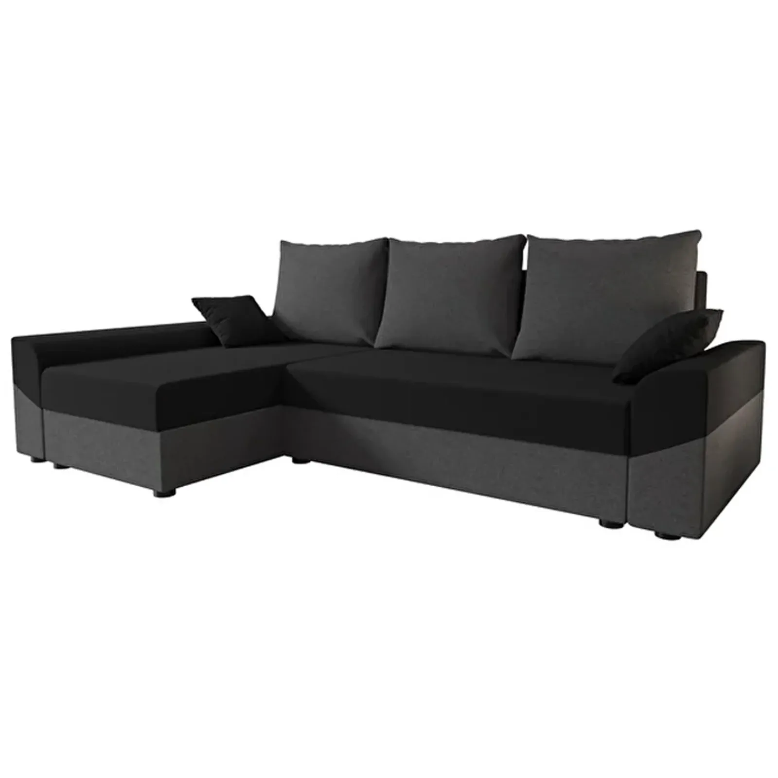 Garnero Arredamenti Divani Angolari|Divani Letto-Divano letto 3 posti 240x145cm matrimoniale angolare grigio nero Appia Tessuto Vellutato Alova Grigio Nero