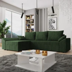 Garnero Arredamenti Divani Angolari|Divani Letto-Divano letto 3 posti 240x145cm matrimoniale angolare velluto a coste verde Appia Velluto Poso Verde