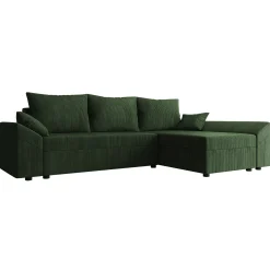 Garnero Arredamenti Divani Angolari|Divani Letto-Divano letto 3 posti 240x145cm matrimoniale angolare velluto a coste verde Appia Velluto Poso Verde