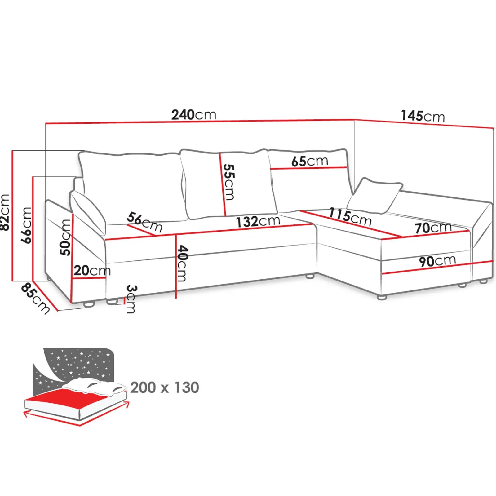 Garnero Arredamenti Divani Angolari|Divani Letto-Divano letto 3 posti 240x145cm matrimoniale angolare velluto a coste verde Appia Velluto Poso Verde