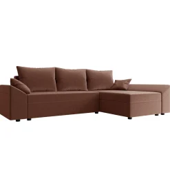 Garnero Arredamenti Divani Angolari|Divani Letto-Divano letto 3 posti 240x145cm matrimoniale angolare rosa Appia Tessuto Felpato Kronos Rosa