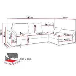 Garnero Arredamenti Divani Angolari|Divani Letto-Divano letto 3 posti 240x145cm matrimoniale angolare rosa Appia Tessuto Felpato Kronos Rosa