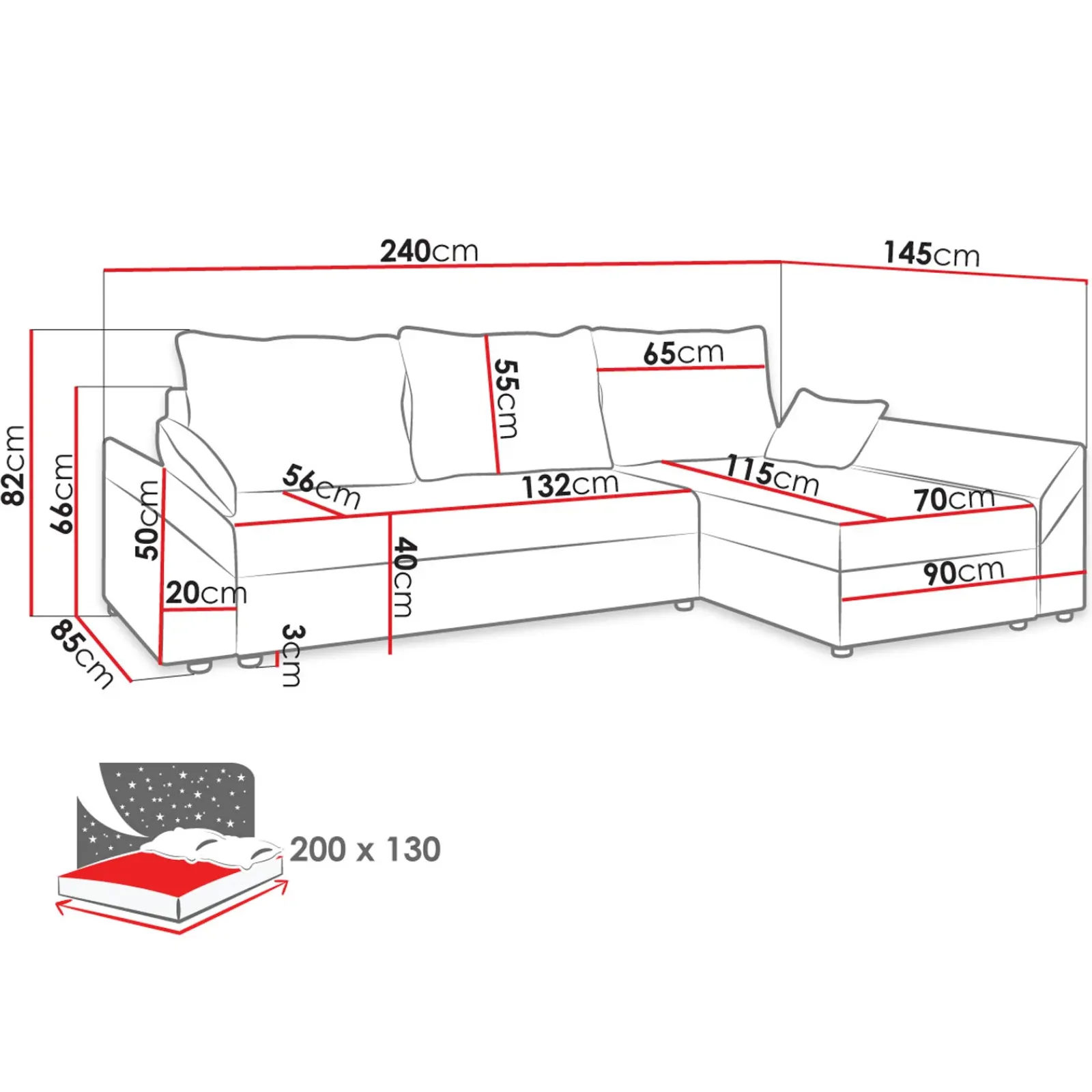 Garnero Arredamenti Divani Angolari|Divani Letto-Divano letto 3 posti 240x145cm matrimoniale angolare rosa Appia Tessuto Felpato Kronos Rosa