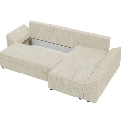 Garnero Arredamenti Divani Angolari|Divani Letto-Divano letto 3 posti 240x145cm matrimoniale angolare velluto a coste beige Appia Velluto Poso Beige