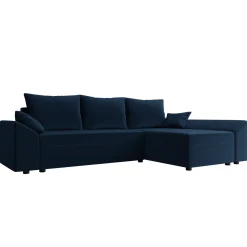 Garnero Arredamenti Divani Angolari|Divani Letto-Divano letto 3 posti 240x145cm matrimoniale angolare blu Appia Tessuto felpato Kronos Blu