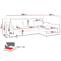 Garnero Arredamenti Divani Angolari|Divani Letto-Divano letto 3 posti 240x145cm matrimoniale angolare blu Appia Tessuto felpato Kronos Blu