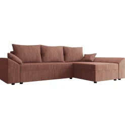 Garnero Arredamenti Divani Angolari|Divani Letto-Divano letto 3 posti 240x145cm matrimoniale angolare velluto a coste rosa Appia Velluto Poso Rosa