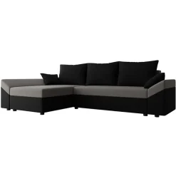 Garnero Arredamenti Divani Angolari|Divani Letto-Divano letto 3 posti 240x145cm matrimoniale angolare nero grigio Appia Tessuto Vellutato Alova Nero Grigio