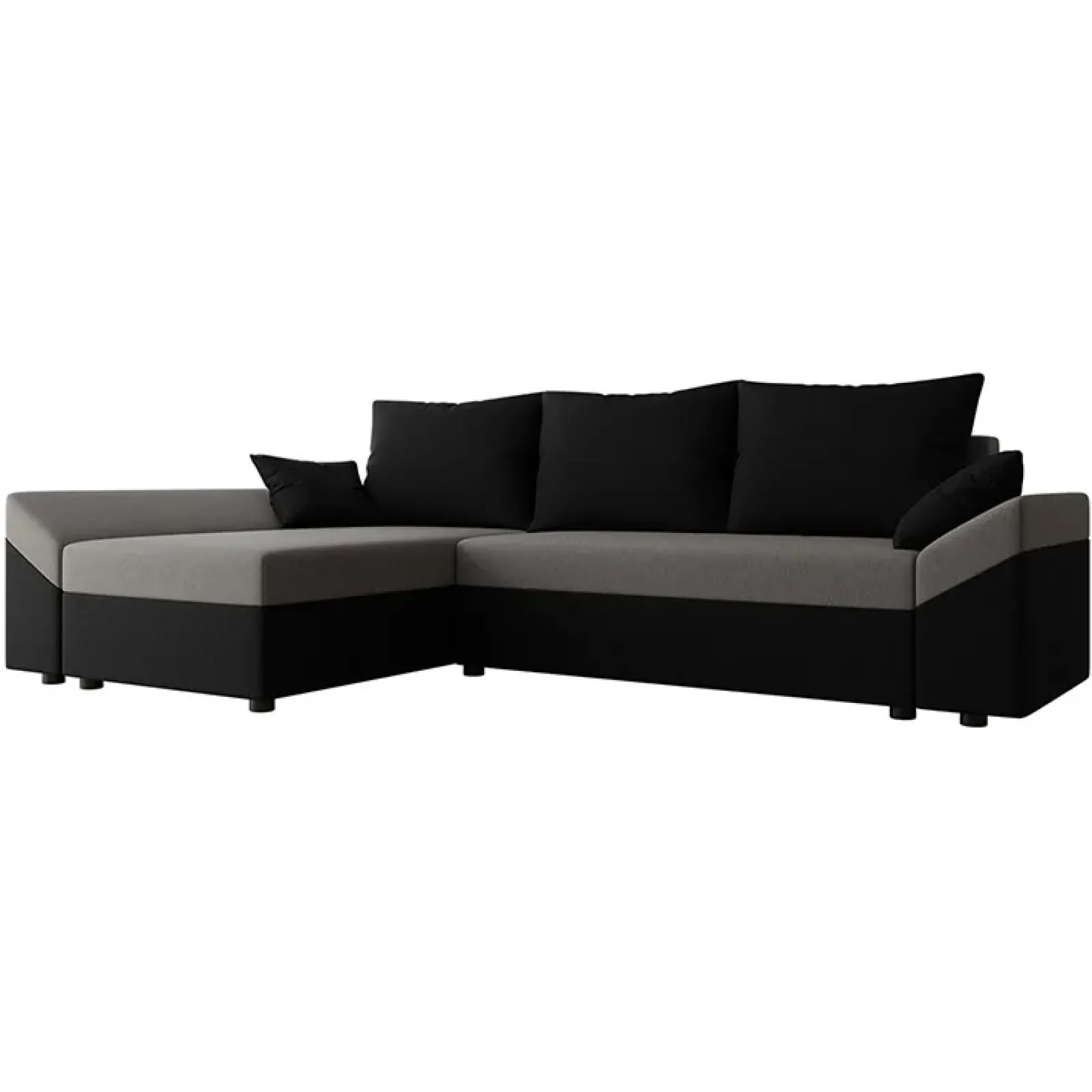 Garnero Arredamenti Divani Angolari|Divani Letto-Divano letto 3 posti 240x145cm matrimoniale angolare nero grigio Appia Tessuto Vellutato Alova Nero Grigio