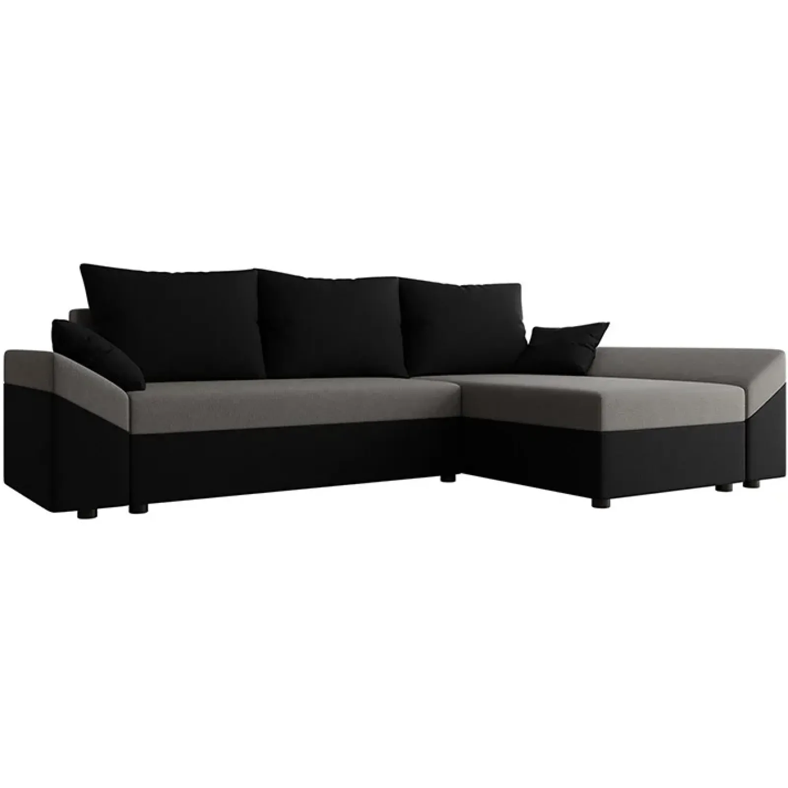 Garnero Arredamenti Divani Angolari|Divani Letto-Divano letto 3 posti 240x145cm matrimoniale angolare nero grigio Appia Tessuto Vellutato Alova Nero Grigio