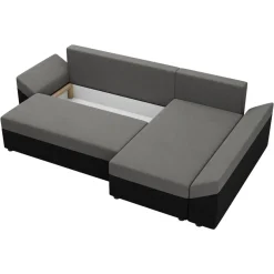 Garnero Arredamenti Divani Angolari|Divani Letto-Divano letto 3 posti 240x145cm matrimoniale angolare nero grigio Appia Tessuto Vellutato Alova Nero Grigio