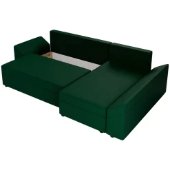 Garnero Arredamenti Divani Angolari|Divani Letto-Divano letto 3 posti 240x145cm matrimoniale angolare verde Appia Tessuto Felpato Kronos Verde