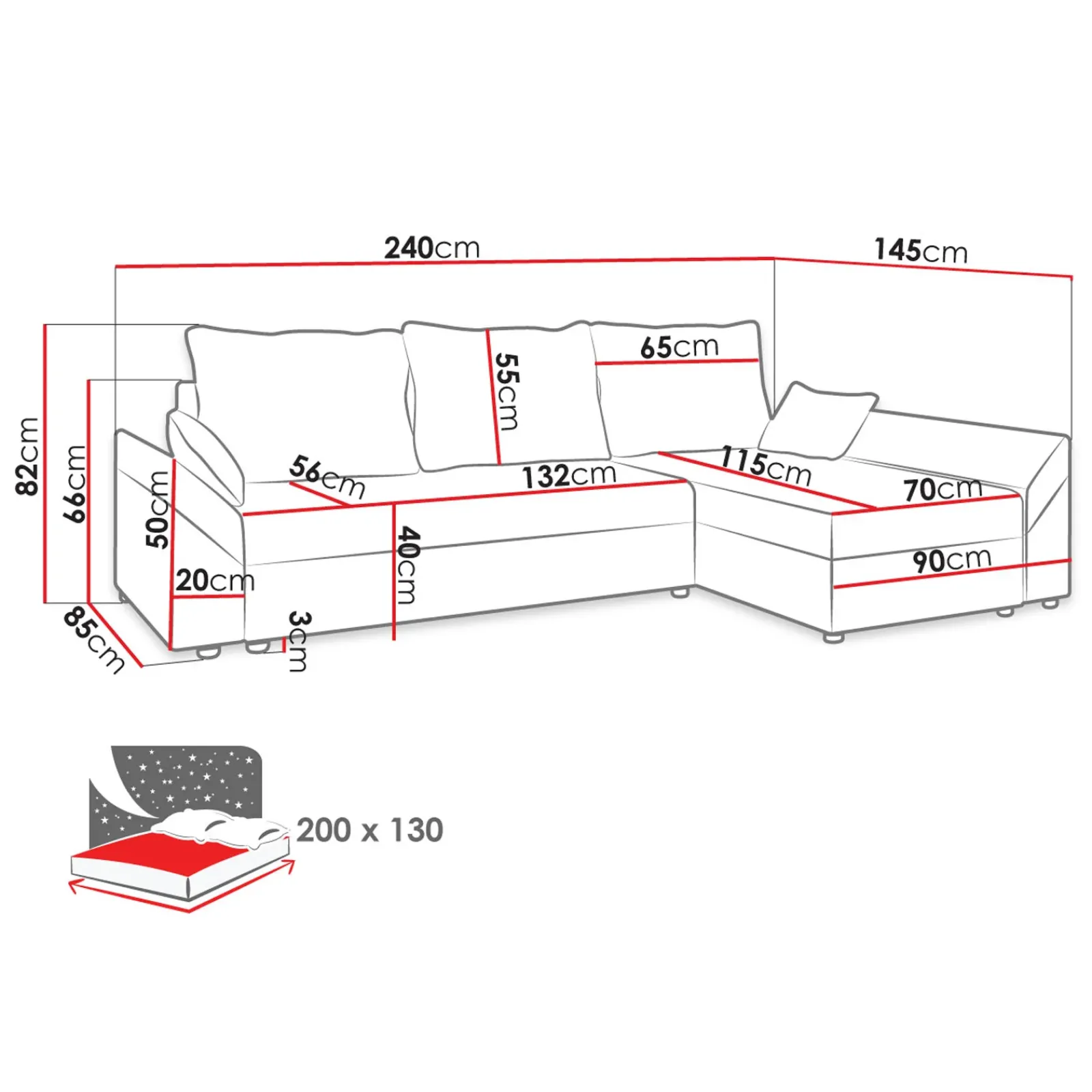 Garnero Arredamenti Divani Angolari|Divani Letto-Divano letto 3 posti 240x145cm matrimoniale angolare verde Appia Tessuto Felpato Kronos Verde