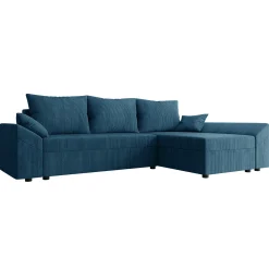 Garnero Arredamenti Divani Angolari|Divani Letto-Divano letto 3 posti 240x145cm matrimoniale angolare velluto a coste blu Appia Velluto Poso Blu